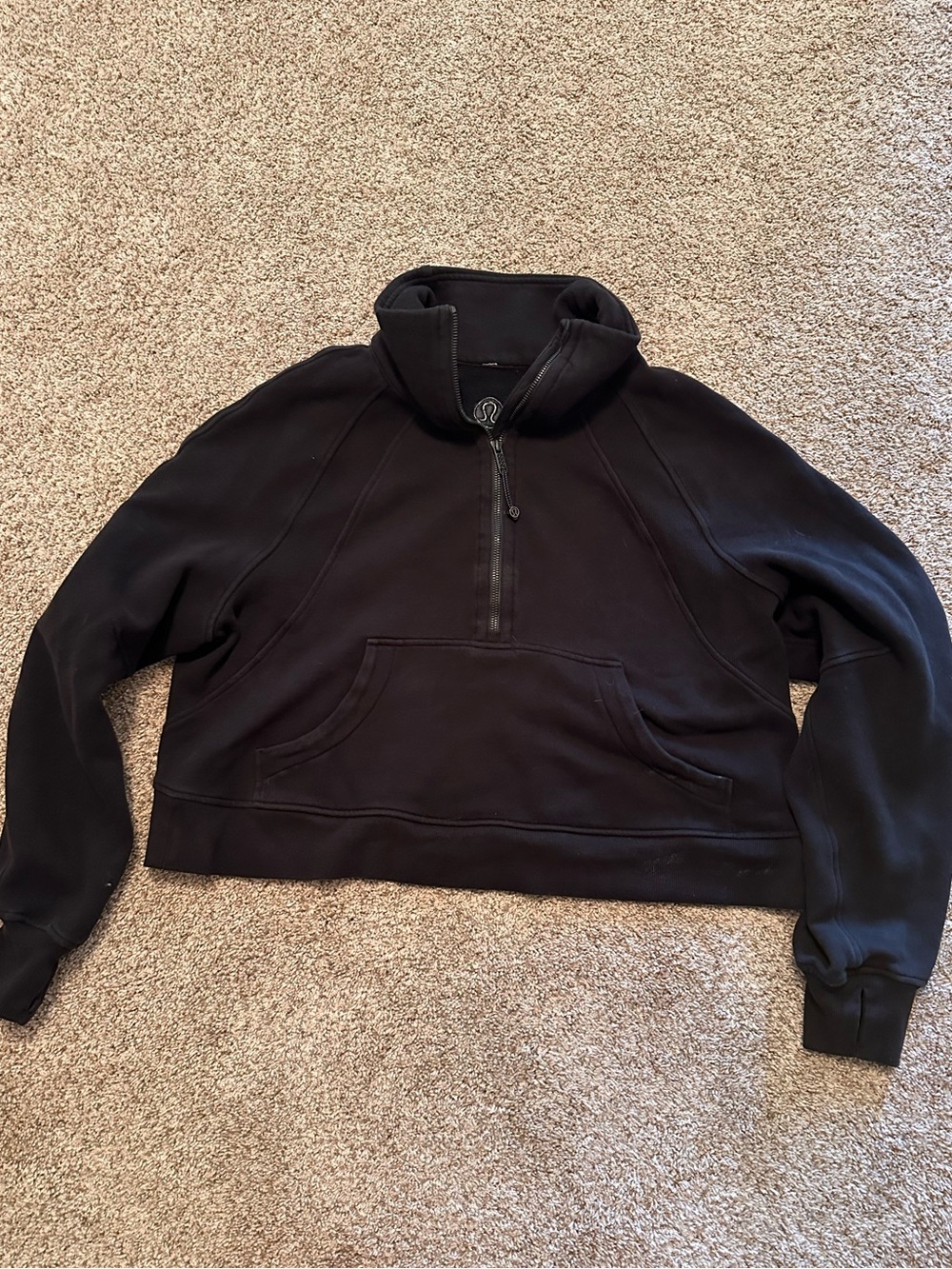 Women’s Black Lululemon Scuba Quarter-Zip Pullover Sweater